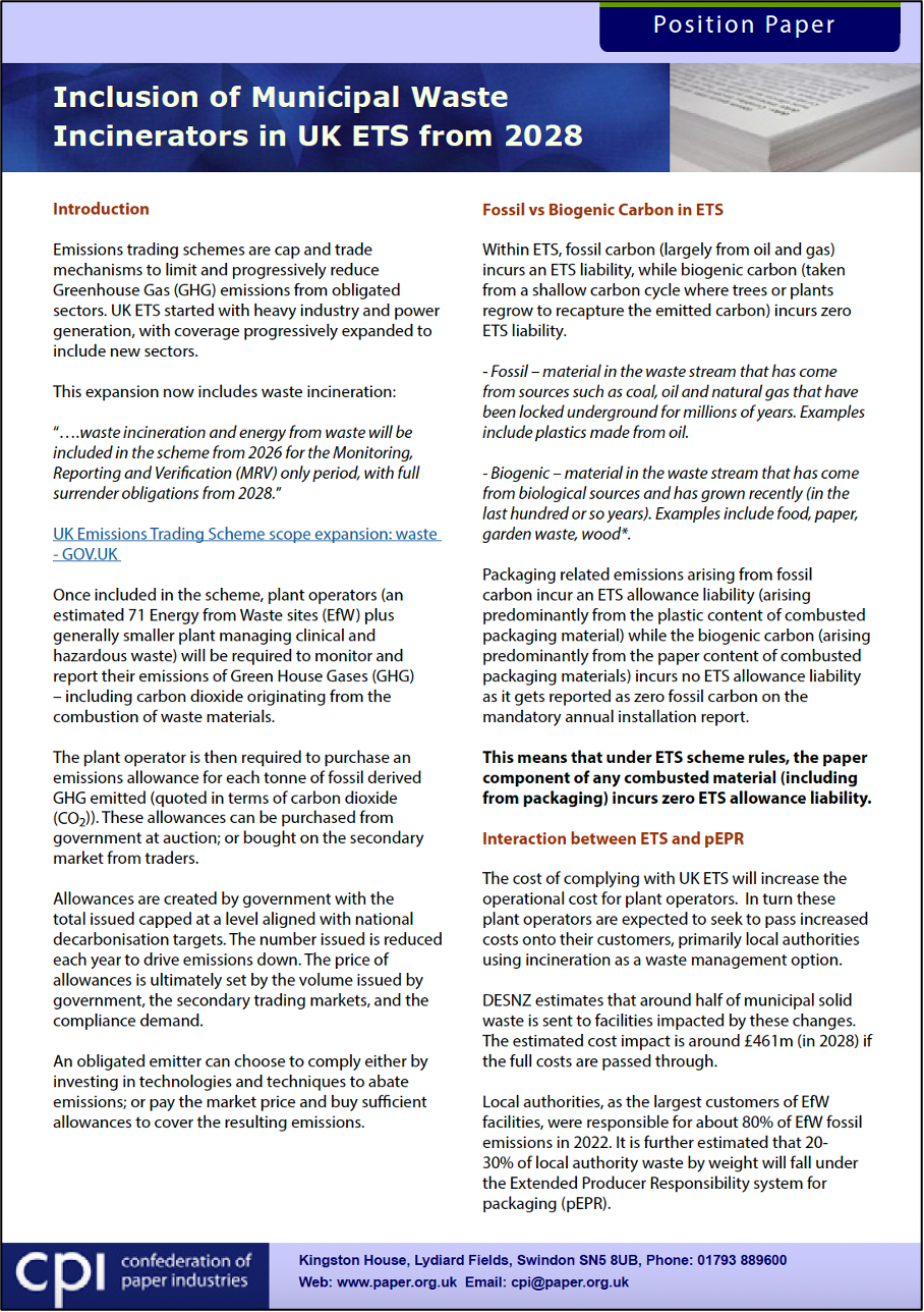 Position Papers, Publications, Confederation of Paper Industries