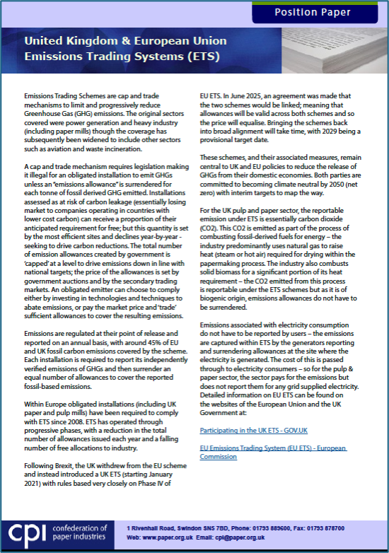 Position Papers, Publications, Confederation of Paper Industries