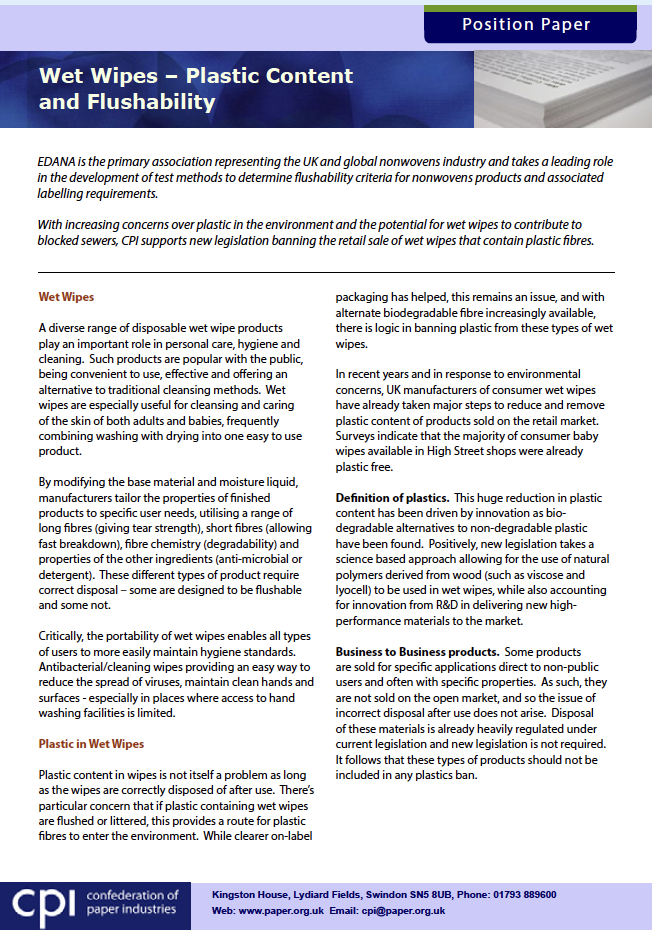 Position Papers, Publications, Confederation of Paper Industries